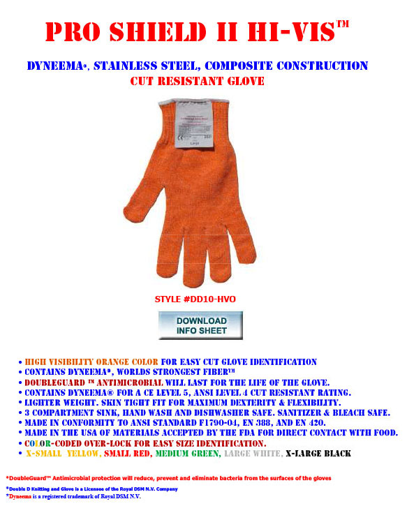 Cut Resistant Gloves Food Grade Level 5 Protection - Large - White